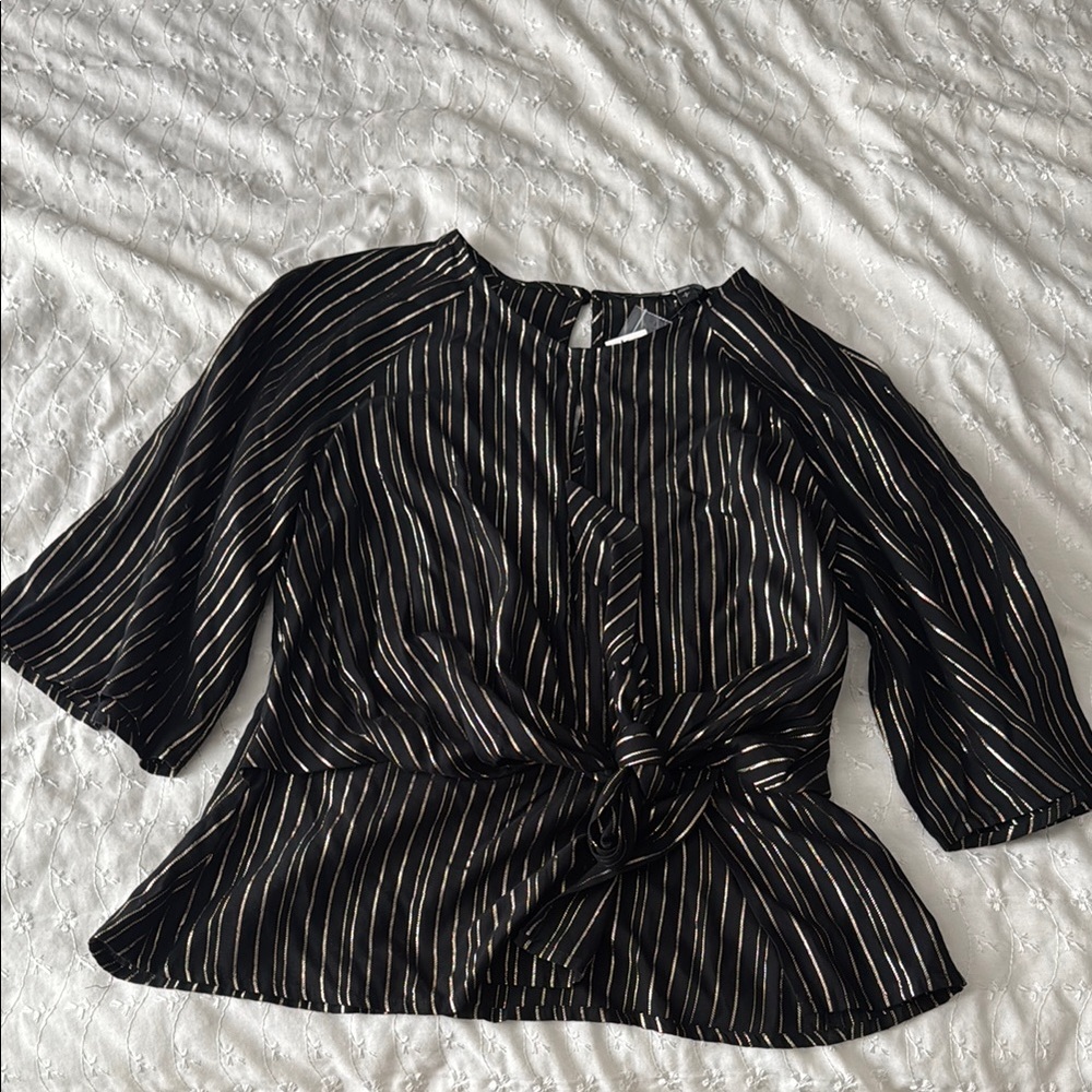 Express Black and White Striped Blouse